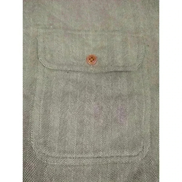 Orvis Mens Herringbone Button Down Longsleeve Shirt L Tan 100 Cotton - Picture 3 of 7